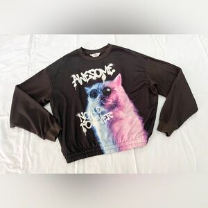 H&M Awesome Cat Sweatshirt - Black and Pink